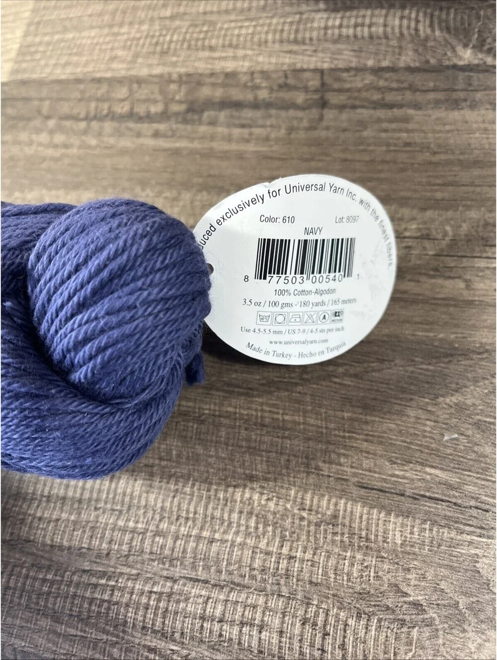 Universal Cotton Supreme WORSTED 100% Cotton Yarn 2 Navy 1 Blush 180yds Each
